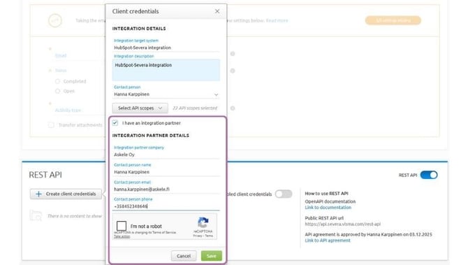 Create api credentials 5